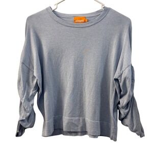 WISPR Womens Light Blue Ruched Sleeve Cropped Sweater Top‎ Size XS Cotton Blend